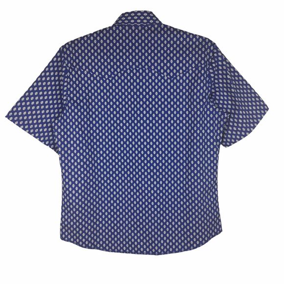 EUC Wrangler Retro Mens Diamond Short Sleeve Pearl Snap Shirt size Large - Picture 6 of 11